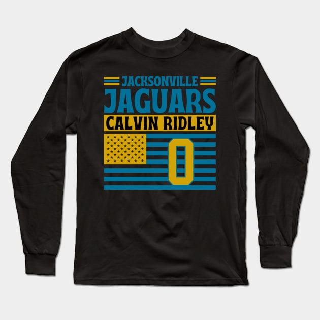 Jacksonville Jaguars Ridley 0 American Flag Football Long Sleeve T-Shirt by Astronaut.co